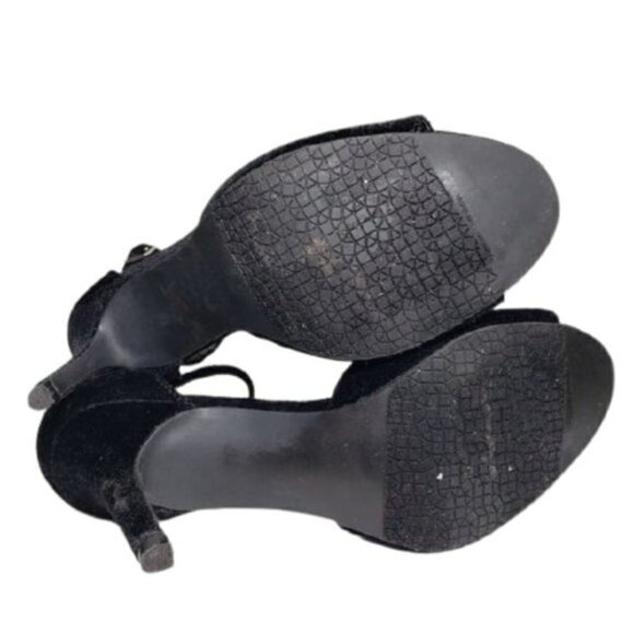 14th Union Black Velvet Open Toe Heels Sz 8M - Picture 9 of 9